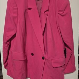 Eloquii Vibrant Pink Double-Breasted Blazer